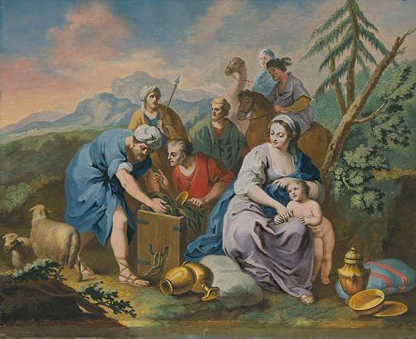 Giovanni Volpato, Francesco Bartolozzi, Jacopo Amigoni – Laban hľadá svoje modly u Jakuba a Ráchel