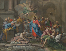 Jean Restout ml., Jacques Nicolas Tardieu – Kristus lieči ochrnutého pri rybníku Betsata 