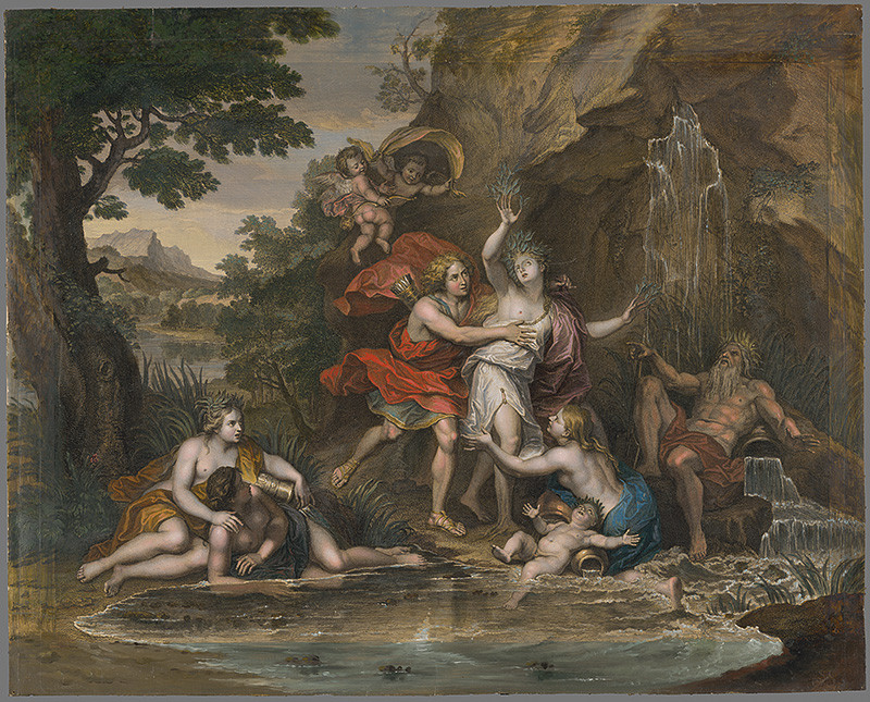 Nicolas Henri Tardieu – pravdepodobne rytec, Antoine Coypel – autor predlohy – Apolón a Dafné (Apollon et Daphné),  1719 (?), Galéria mesta Bratislavy,