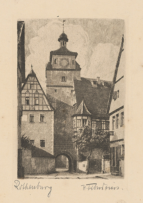 Stredoeurópsky grafik z 1. polovice 20. storočia – Pohľad na Rothenburg
