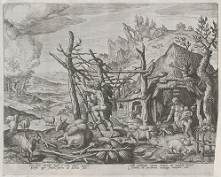 Maarten de Vos st., Jan Sadeler I. – Kain, jeho žena a syn Henoch (7) 