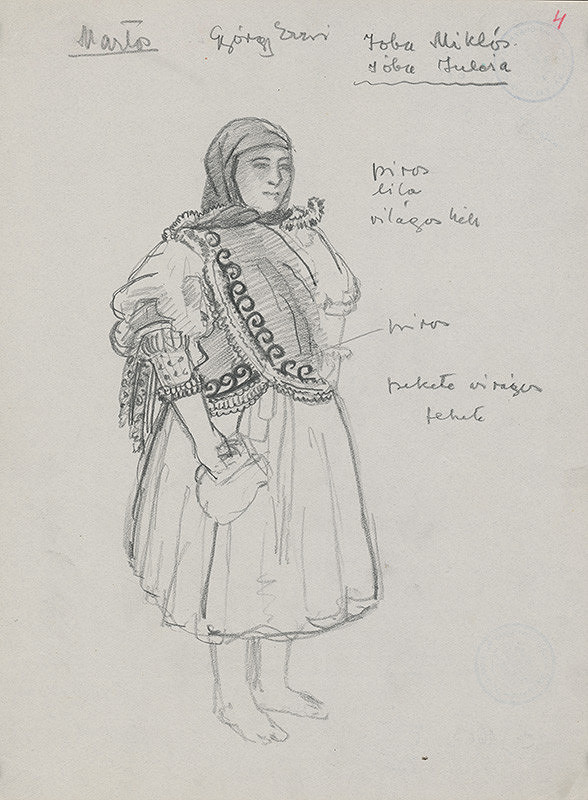 Maďarský grafik z 20. storočia – Žena v kroji 