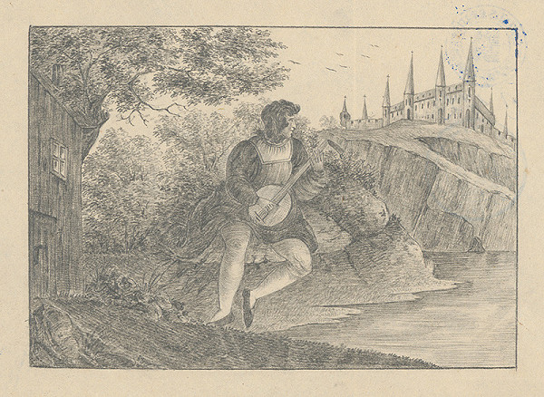 Stredoeurópsky grafik z 19. storočia – Krajina s hudcom