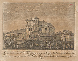 János Berken – Uhoľný trh (dnes Župné námestie) s kostolom sv. Jána z Mathy v Bratislave 