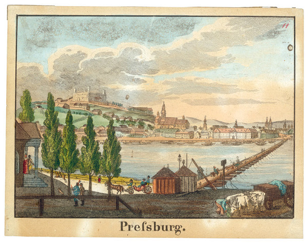 Stredoeurópsky grafik z 19. storočia – Bratislava v 19. storočí - pohľad z juhu