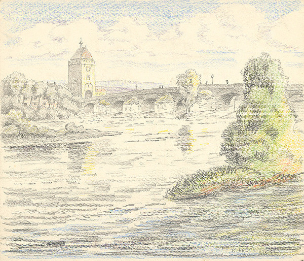 Karol Frech – Rieka s kamenným mostom