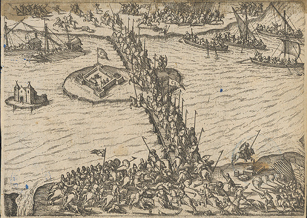 Stredoeurópsky grafik zo 17. storočia – Tatári a Turci prechádzajú cez Dunaj 