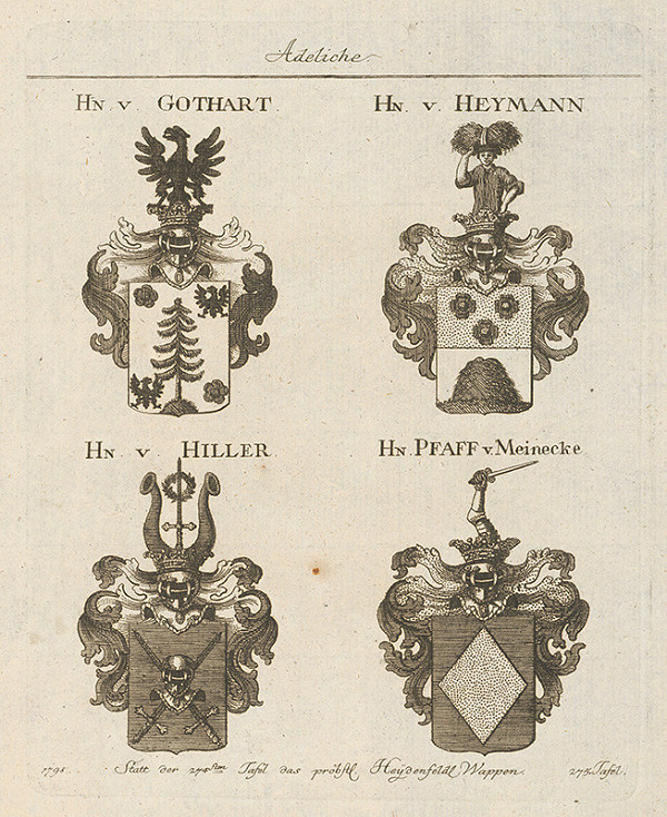 Stredoeurópsky grafik z 18. storočia – Skupina erbov