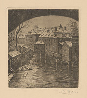 Josef Bino – Pohľad na mesto s riekou 