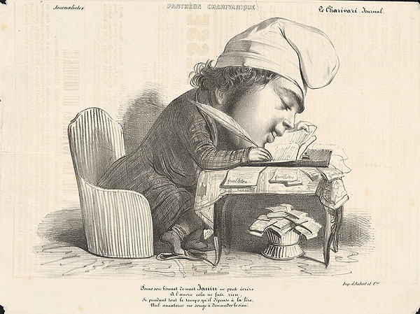 Francúzsky grafik z polovice 19. storočia – Karikatúra novinára 