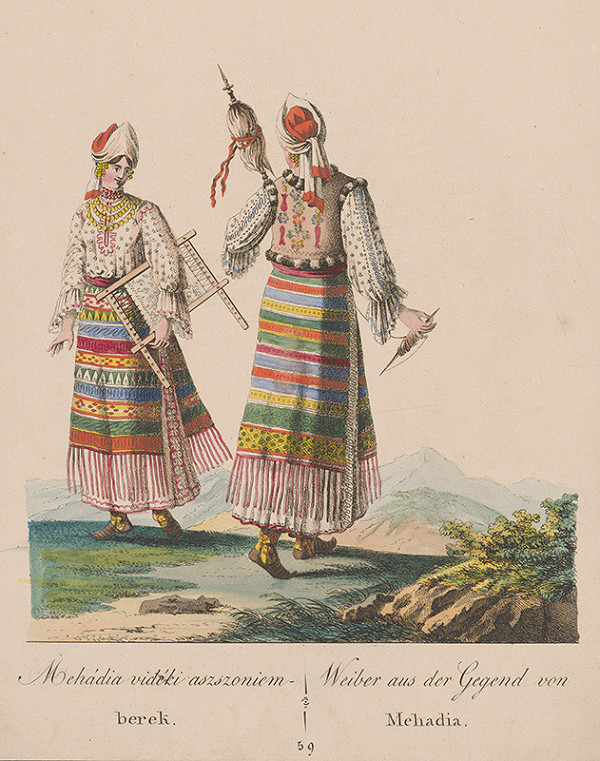 Stredoeurópsky grafik z 19. storočia – Ženy z okolia Mehádie 