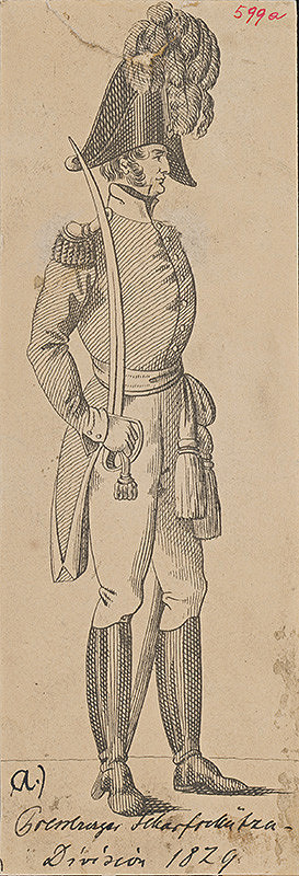 Stredoeurópsky grafik z 19. storočia – Dôstojník z bratislavského ostrostreleckého zboru 