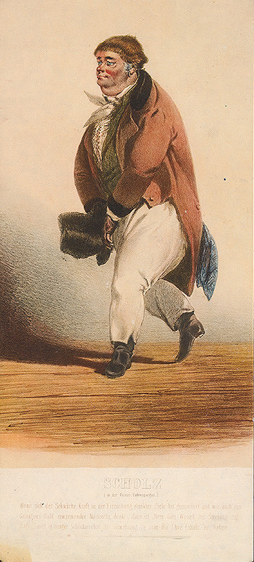 Stredoeurópsky grafik z 19. storočia – Herec Scholz vo fraške Eulenspiegel