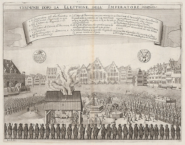 Johann Martin Lerch – Ceremónia pri korunovácii Leopolda I. vo Frankfurte nad Mohanom