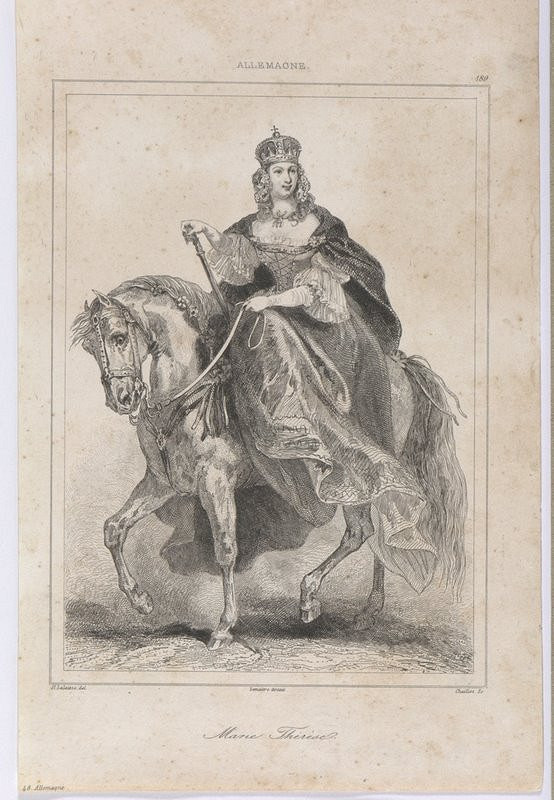 Chaillot, François Hippolyte Lalaisse, Augustin François Lemaître – Portrét Márie Terézie v korunovačnom odeve na koni