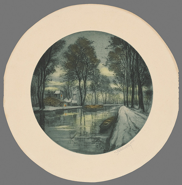 Stredoeurópsky grafik z 1. polovice 20. storočia – Krajinka s riekou