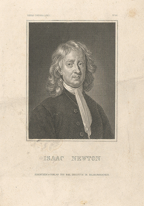 Stredoeurópsky grafik z 19. storočia – Portrét Isaaka Newtona