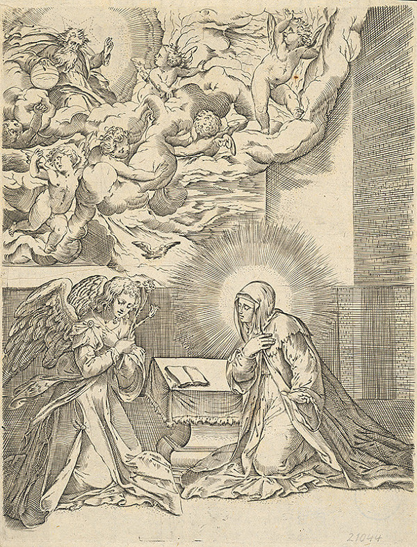 Stredoeurópsky grafik z 1. polovice 17. storočia – Zvestovanie Panne Márii