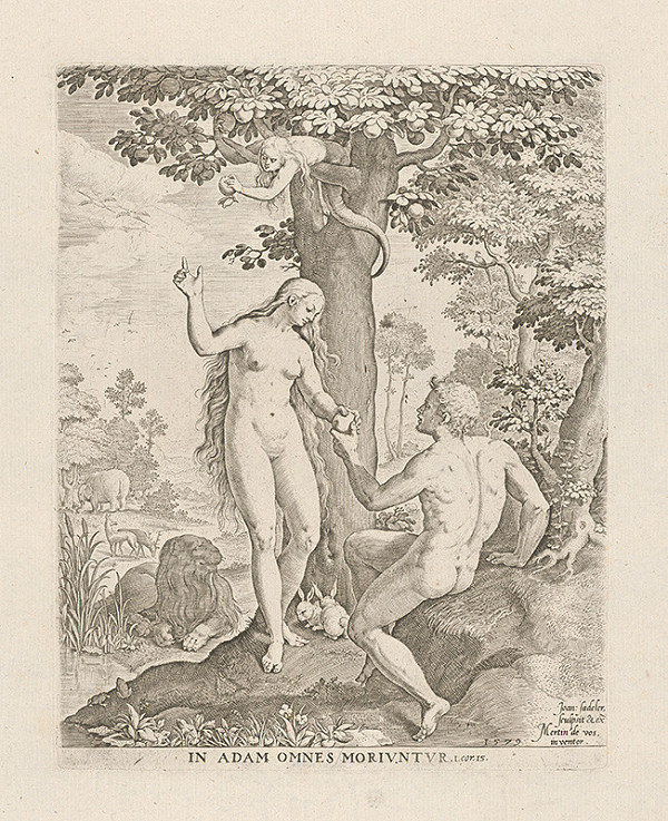 Jan Sadeler I., Maarten de Vos st. – Adam a Eva v raji 