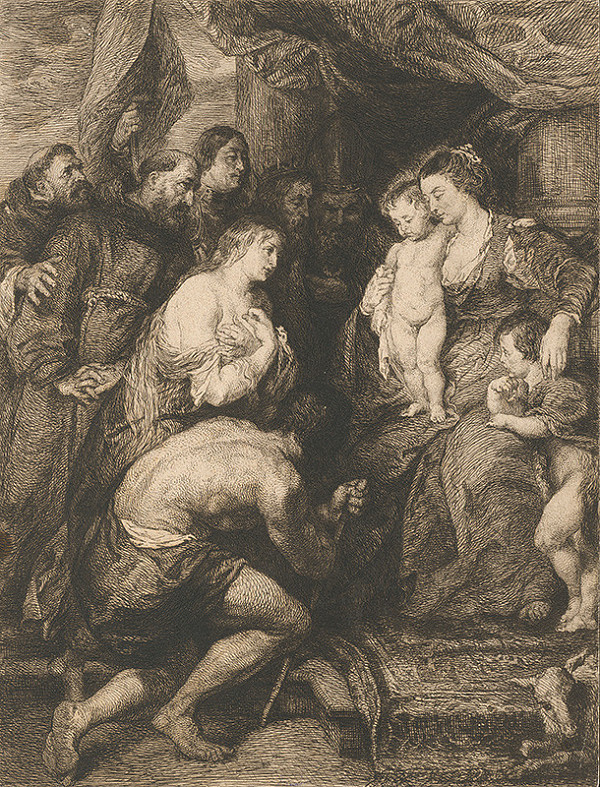 Stredoeurópsky grafik z 18. storočia – Adorácia Panny Márie s Ježiškom a Jánom Krstiteľom