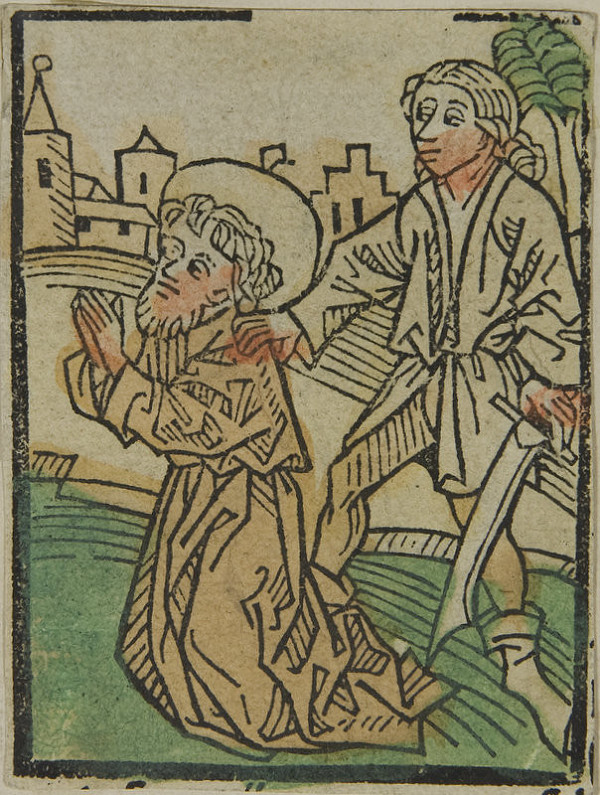 Stredoeurópsky grafik z 15. storočia – Výjavy zo života svätých (sv. Tibors/sv. Anton)