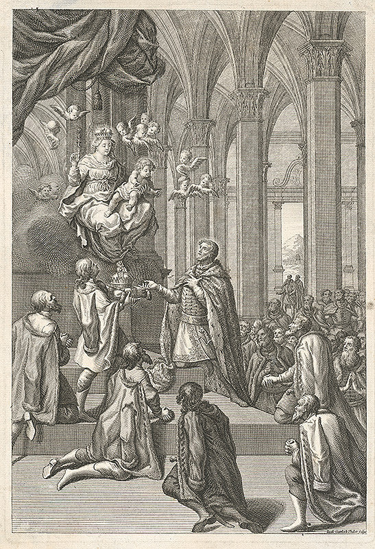 Jakob Gottlieb Thelott – Uhorský kráľ Štefan I. odovzdáva Uhorsko  do ochrany Panny Márie