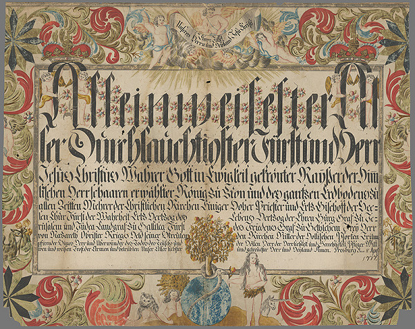 Slovenský grafik z 18. storočia – Krstný list