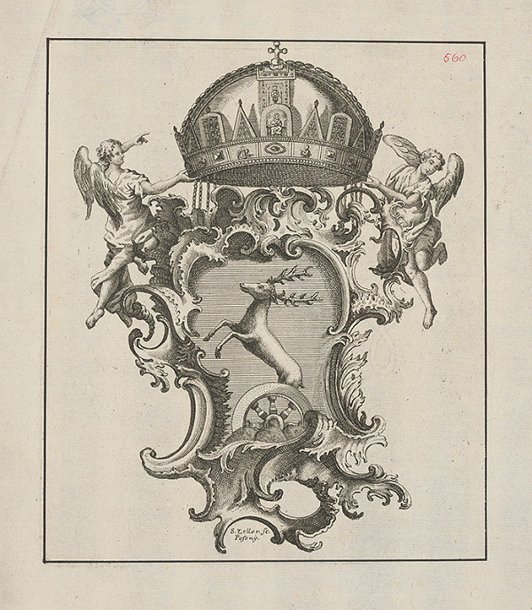 Sebastian Zeller – Erb rodiny Pálffyových s maďarskou korunou 