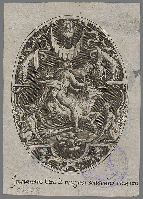 Stredoeurópsky grafik z 18. storočia – Herkules víťaziaci na býkovi