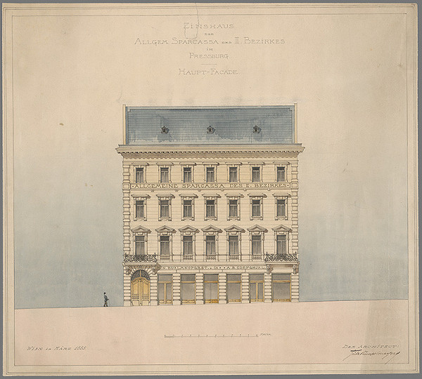 Adolf Lang – Fasáda sporiteľne v Bratislave 