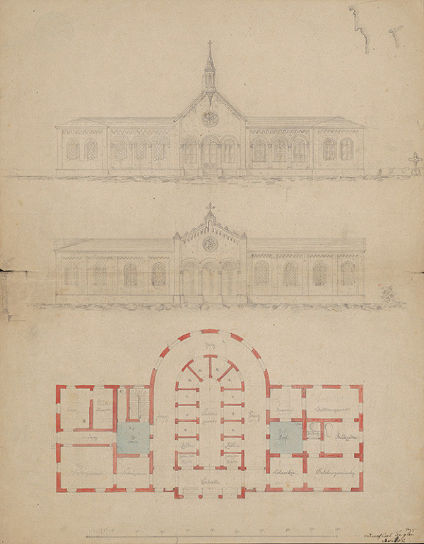Karl Feigler – Návrh na fasádu a pôdorys umrlčej komory v Bratislave 