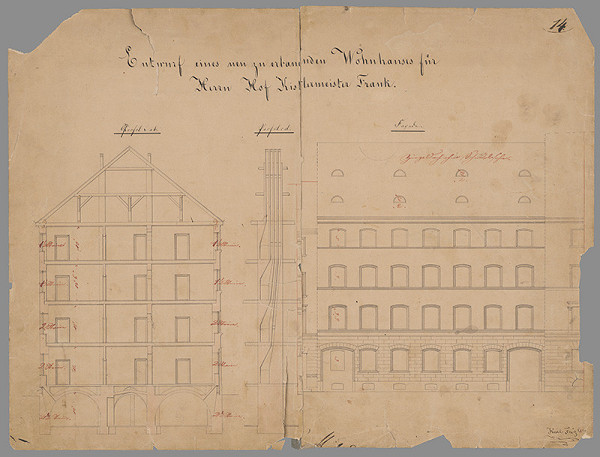 Karl Feigler – Plán fasády posch. domu 