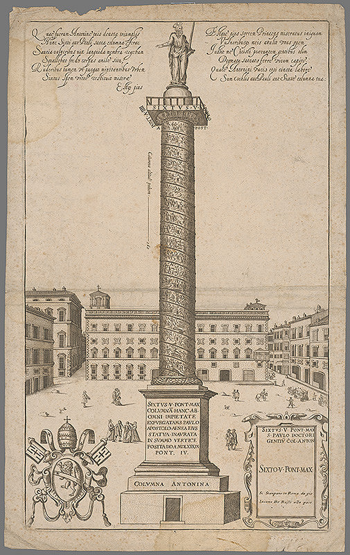Stredoeurópsky grafik zo 17. storočia – Obelisk pápeža Sixtusa V. 
