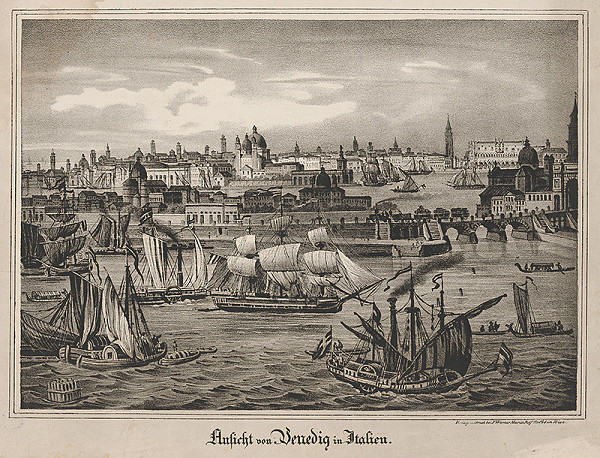 Stredoeurópsky grafik z 19. storočia – Pohľad na Benátky