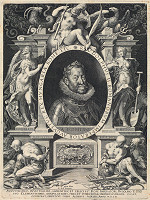 Aegidius Sadeler II., Hans von Aachen – Alegorický portrét cisára Rudolfa II. 