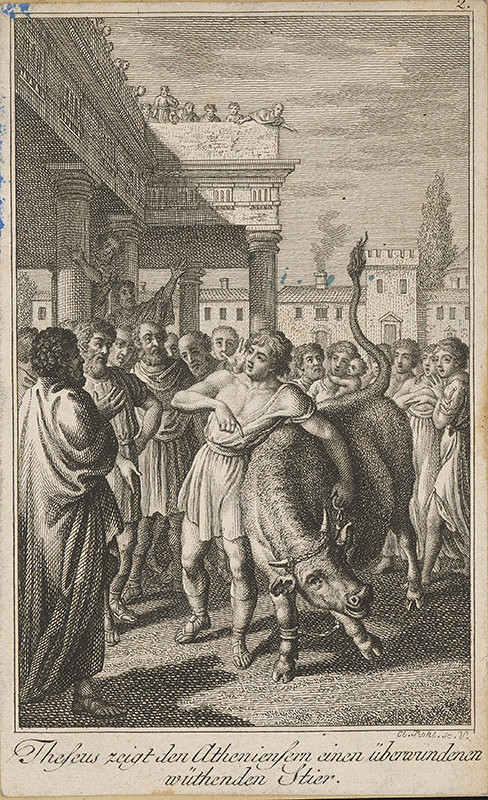 Clemens Kohl – Theseus ukazuje zlostného býka Aténčanom 