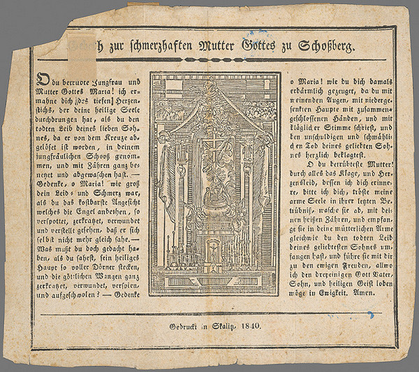 Stredoeurópsky grafik z 19. storočia – Oltár v Schossbergu 