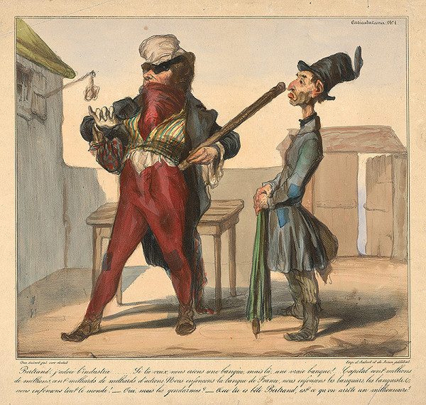 Francúzsky grafik z 19. storočia – Karikatúra dvoch mužov