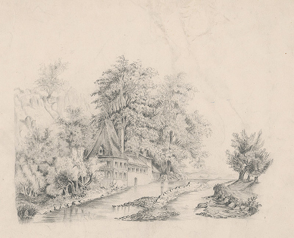 Stredoeurópsky grafik z 19. storočia – Dom v lese