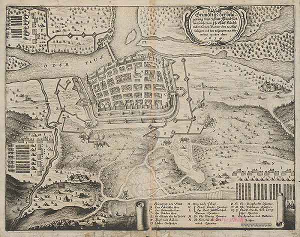 Stredoeurópsky grafik zo 17. storočia – Plán obliehania mesta Frankfurt