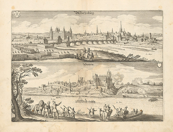 Stredoeurópsky grafik zo 17. storočia – Pohľad na mestá Aschassenburg a Steinheim