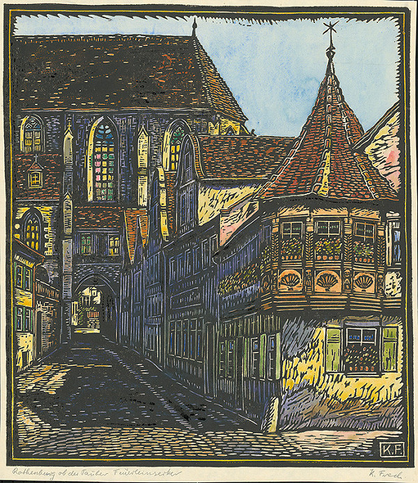 Karol Frech – Ulička a brána v Rothenburgu