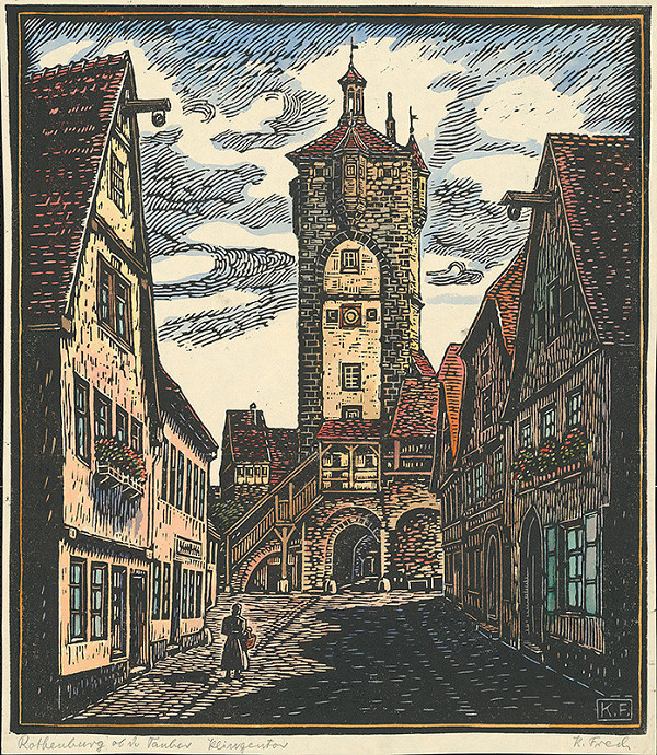Karol Frech – Zvonica a nádvorie v Rothenburgu