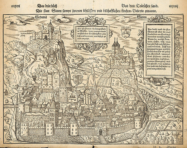 Stredoeurópsky grafik zo 17. storočia – Pohľad na mesto Sitten 