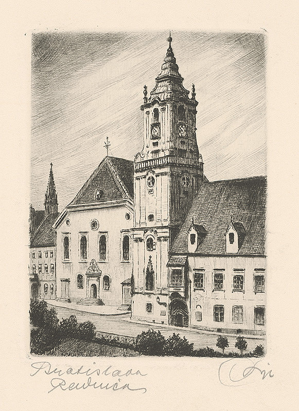 Stredoeurópsky grafik z 1. polovice 20. storočia – Radničná veža v Bratislave
