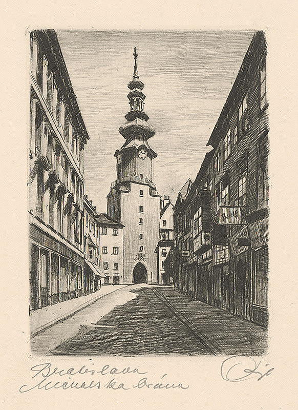 Stredoeurópsky grafik z 1. polovice 20. storočia – Michalská brána v Bratislave