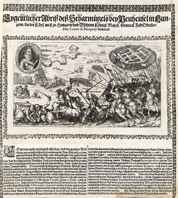 Stredoeurópsky grafik zo 17. storočia, Hans Philipp Walch – Smrť generála cisárskych vojsk Karola Bonaventúru, grófa de Buquoy pred Novými Zámkami v roku 1621