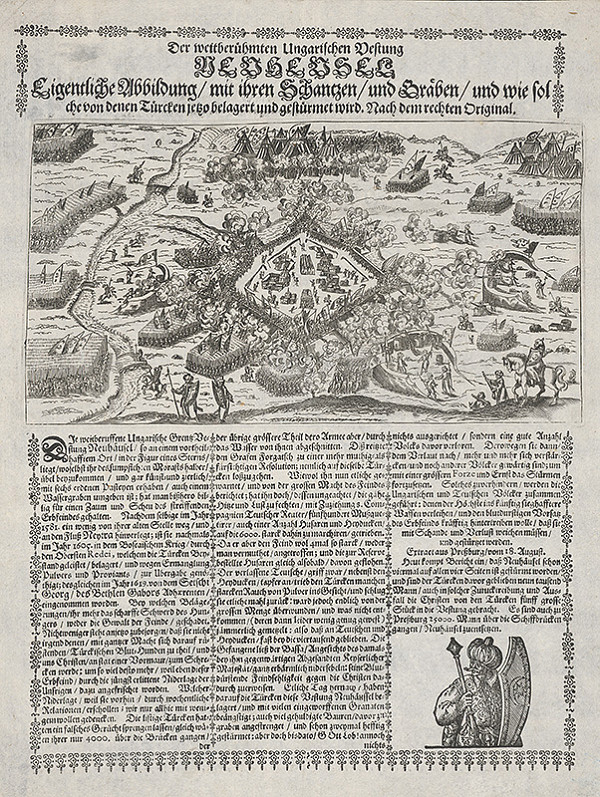 Stredoeurópsky grafik zo 17. storočia – Obliehanie pevnosti Nové Zámky