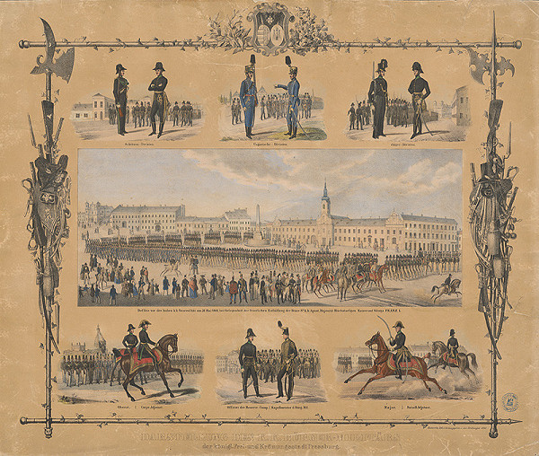 Antal József Strohmayer – Pamätný list s vojenským sprievodom pri príležitosti odhalenia busty cisára Františka I. 31. mája 1841 