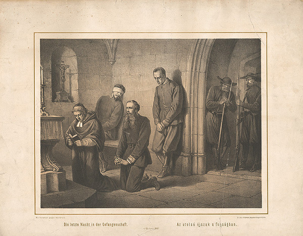 Nemecký grafik z 2. polovice 19. storočia – Posledná noc cisára Maximiliána vo väzení